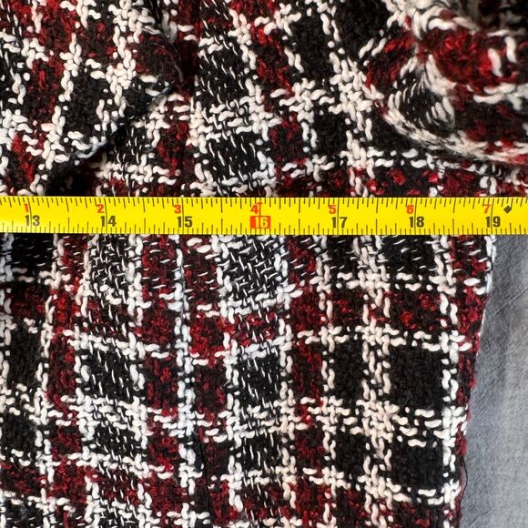 Calvin Klein Plaid Tweed Topper Jacket Womens 2 Red Black White Long Blazer Coat - Picture 8 of 12